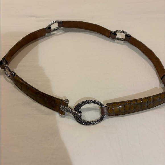 Brighton Accessories - Brighton Brown and Silver Croc-Embossed Belt